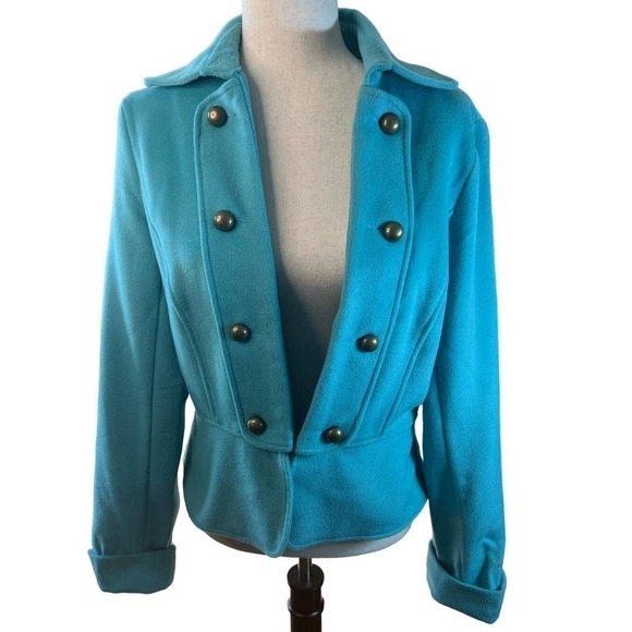 NWT Women's Dizzy Lizzie Military Jacket w/Tailoring Details in Teal, Medium - Picture 1 of 10
